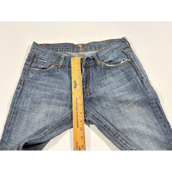 7 For All Mankind Dojo Jeans Women's Flared Faded Stretch Denim Sz 29 x 28 Y2K - Picture 4 of 12